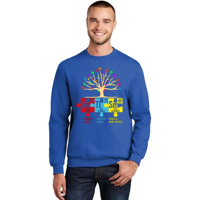 Autism Awareness Support Autism Periodic Table Gift Tall Sweatshirt