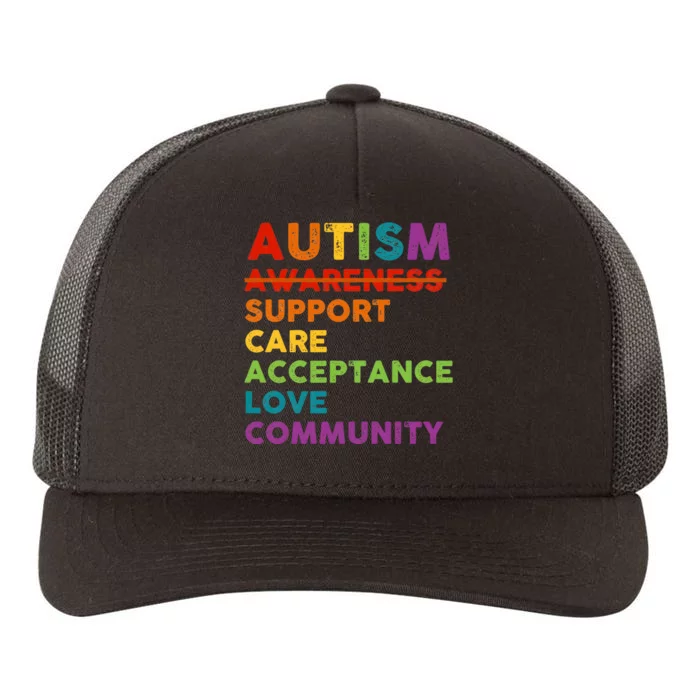 Autism Awareness Support Care Acceptance Love Community Yupoong Adult 5-Panel Trucker Hat