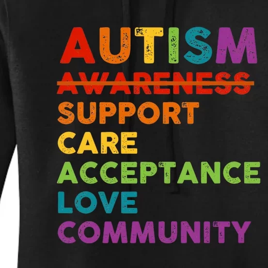 Autism Awareness Support Care Acceptance Love Community Women's Pullover Hoodie