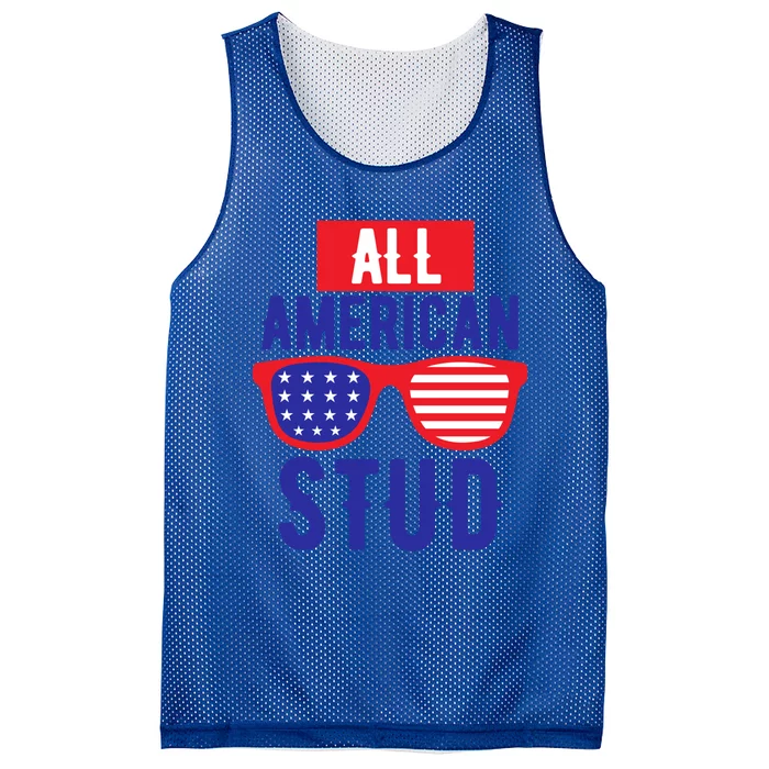 All American Stud Sunglasses 4th Of July Patriotic Gift Mesh Reversible Basketball Jersey Tank