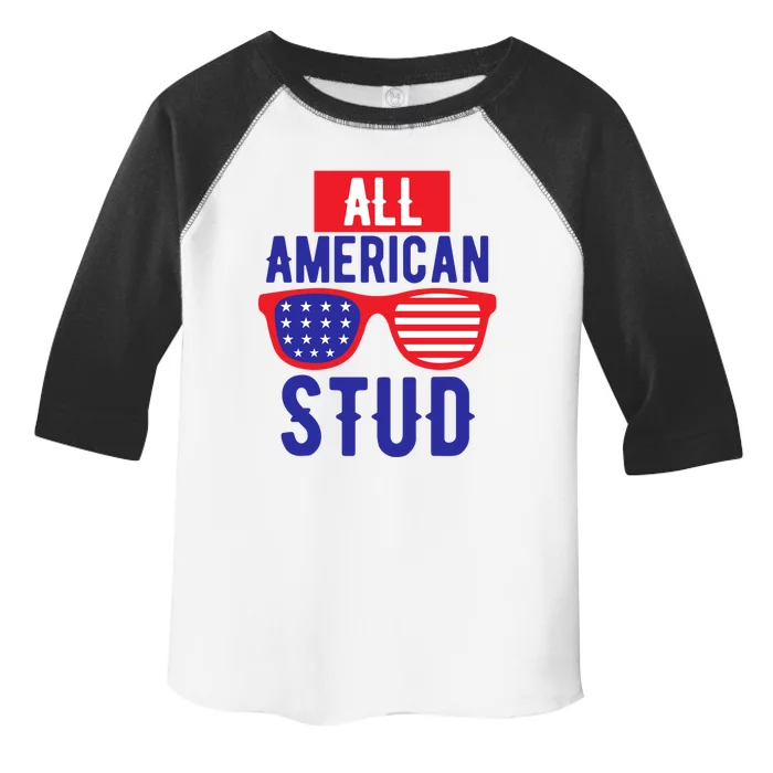 All American Stud Sunglasses 4th Of July Patriotic Gift Toddler Fine Jersey T-Shirt