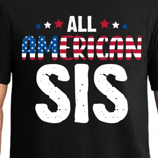 All American Sis 4th Of July Family Matching Usa Flag Gift Pajama Set