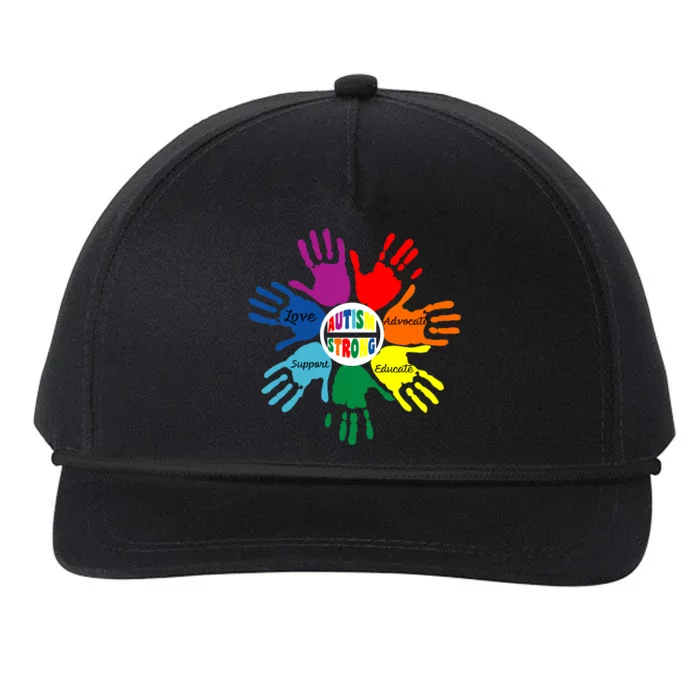 Autism Awareness Sign Language Hand Puzzle Support Snapback Five-Panel Rope Hat