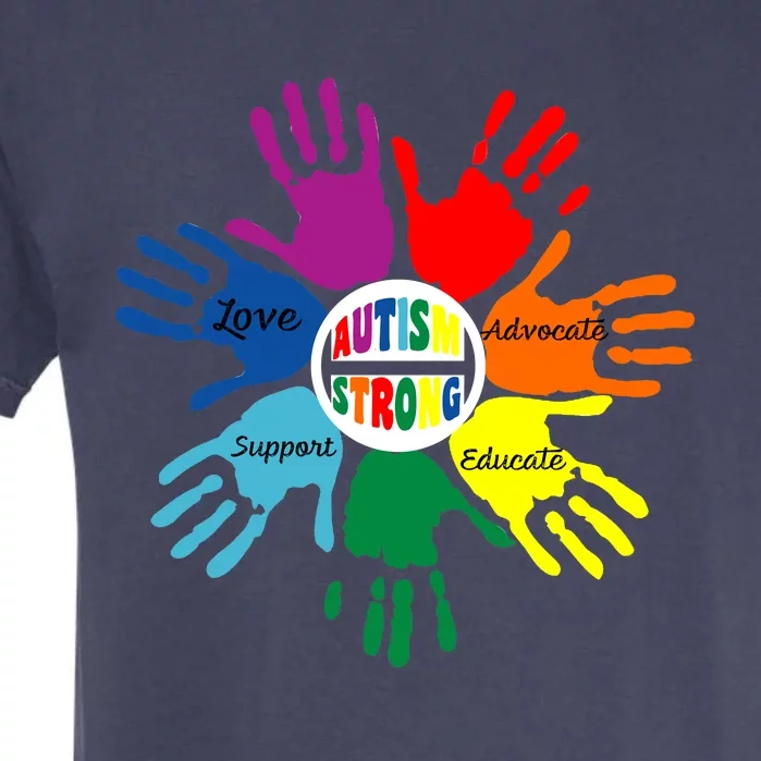 Autism Awareness Sign Language Hand Puzzle Support Garment-Dyed Heavyweight T-Shirt