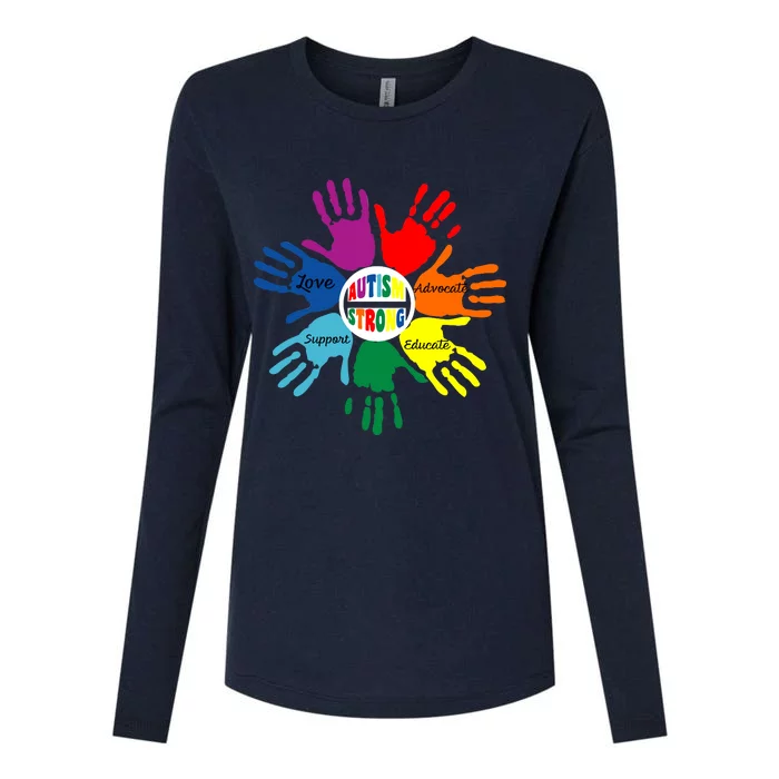 Autism Awareness Sign Language Hand Puzzle Support Womens Cotton Relaxed Long Sleeve T-Shirt