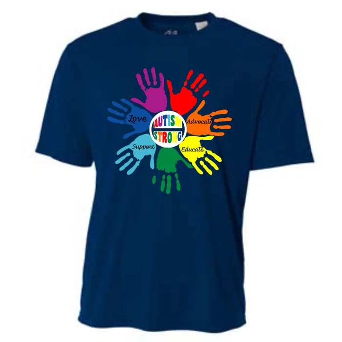 Autism Awareness Sign Language Hand Puzzle Support Cooling Performance Crew T-Shirt