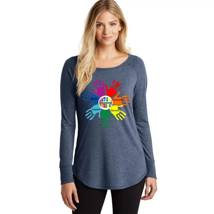 Autism Awareness Sign Language Hand Puzzle Support Women's Perfect Tri Tunic Long Sleeve Shirt