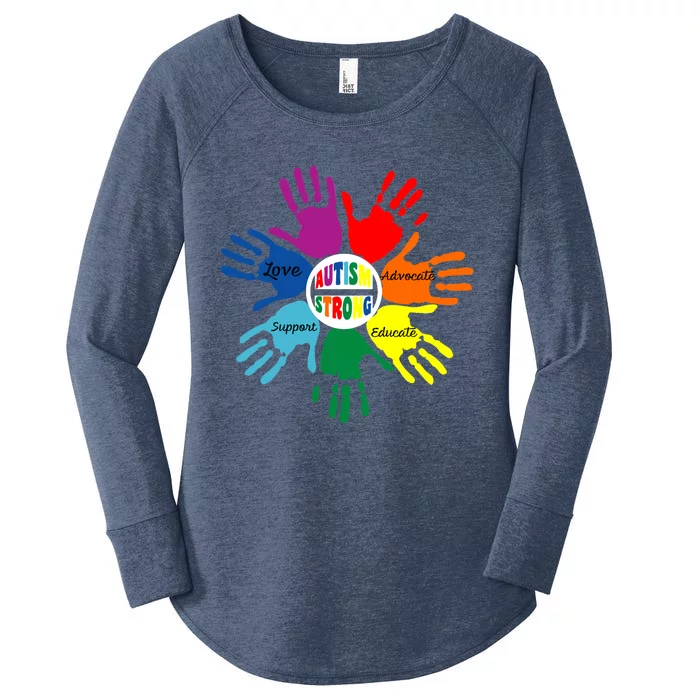 Autism Awareness Sign Language Hand Puzzle Support Women's Perfect Tri Tunic Long Sleeve Shirt