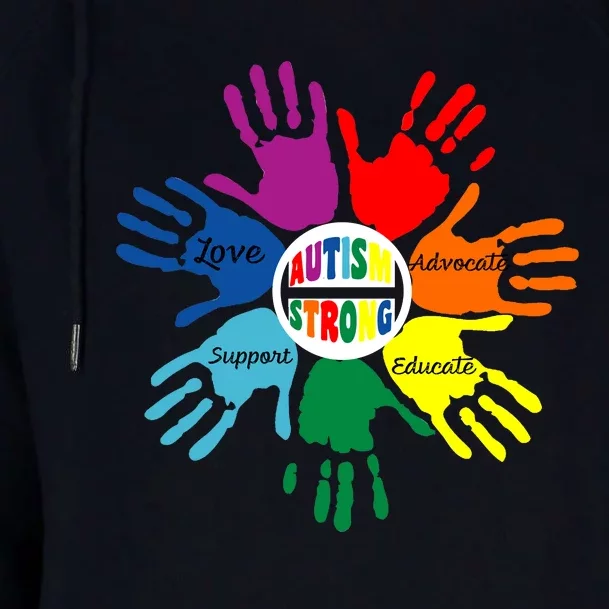 Autism Awareness Sign Language Hand Puzzle Support Womens Funnel Neck Pullover Hood