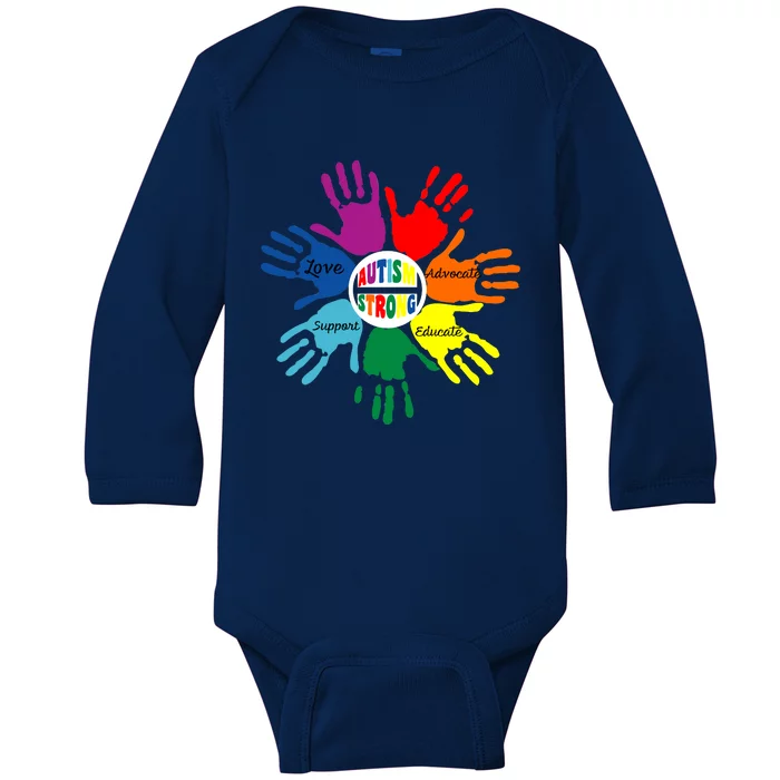 Autism Awareness Sign Language Hand Puzzle Support Baby Long Sleeve Bodysuit