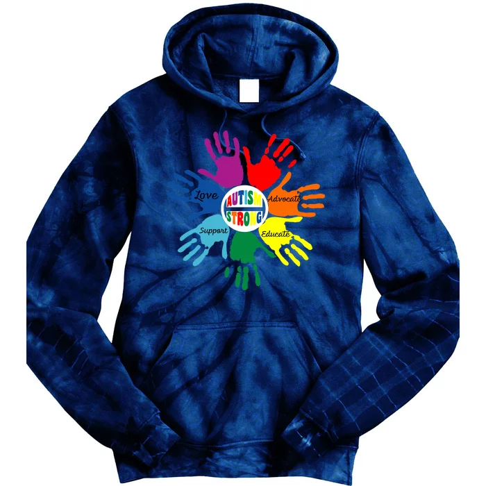 Autism Awareness Sign Language Hand Puzzle Support Tie Dye Hoodie