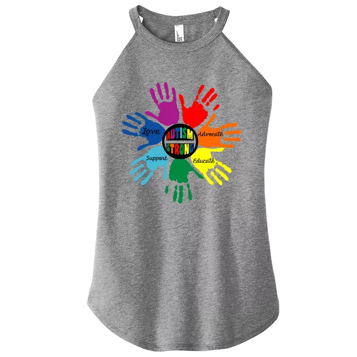 Autism Awareness Sign Language Hand Puzzle Support Women’s Perfect Tri Rocker Tank