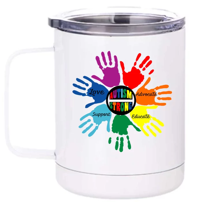 Autism Awareness Sign Language Hand Puzzle Support Front & Back 12oz Stainless Steel Tumbler Cup