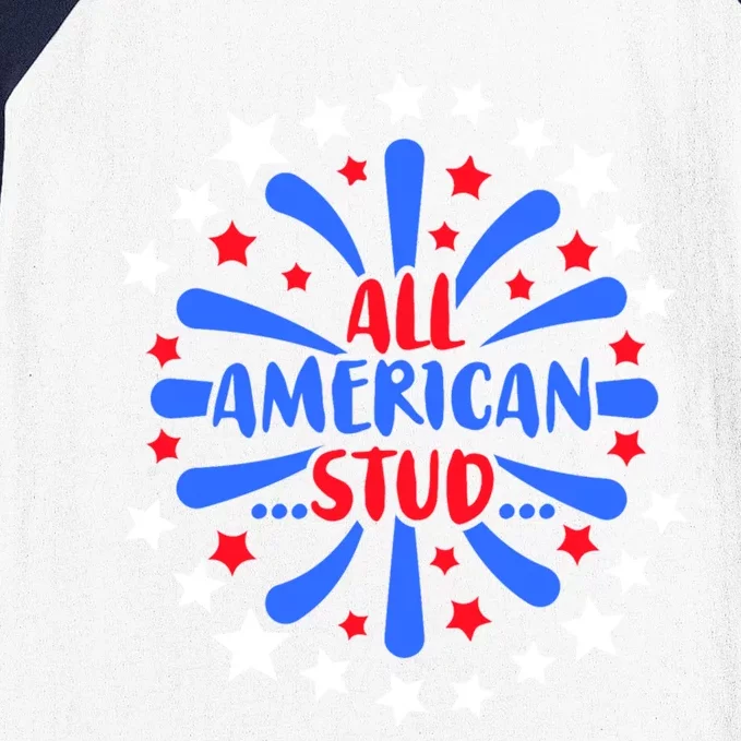 All American Studs Patriotic Stud American Funny Great Gift Baseball Sleeve Shirt