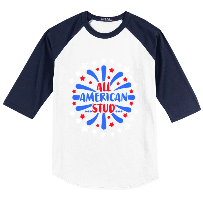 All American Studs Patriotic Stud American Funny Great Gift Baseball Sleeve Shirt