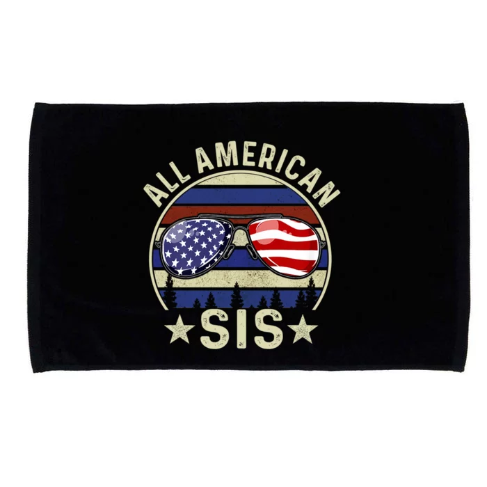 All American Sis 4th Of July Family Matching Sunglasses Cool Gift Microfiber Hand Towel