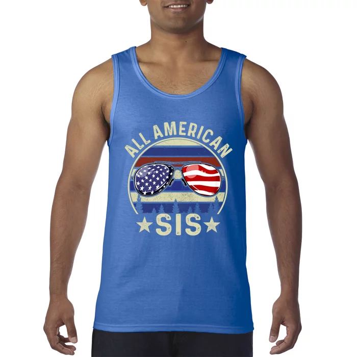 All American Sis 4th Of July Family Matching Sunglasses Cool Gift Tank Top