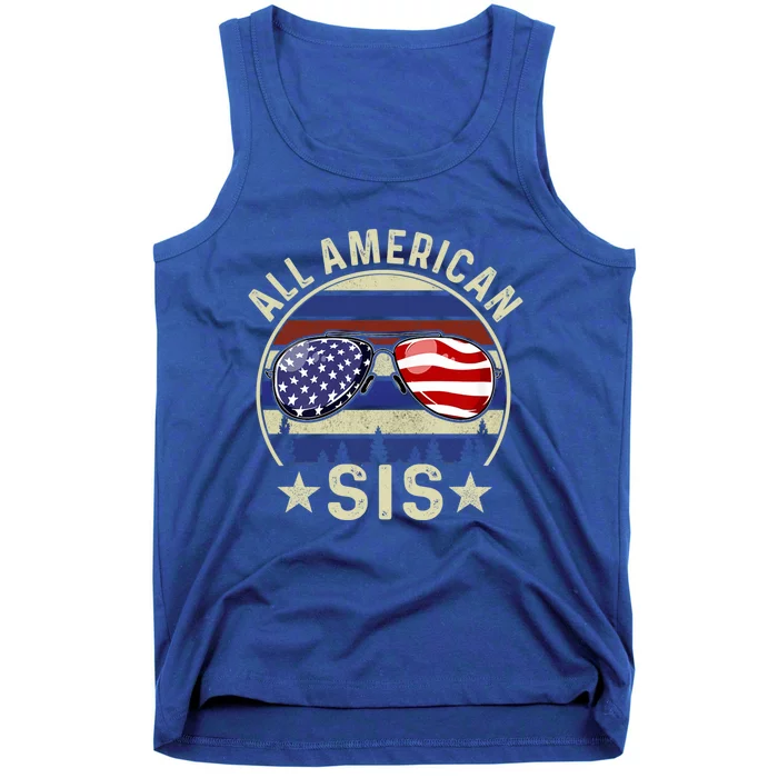 All American Sis 4th Of July Family Matching Sunglasses Cool Gift Tank Top