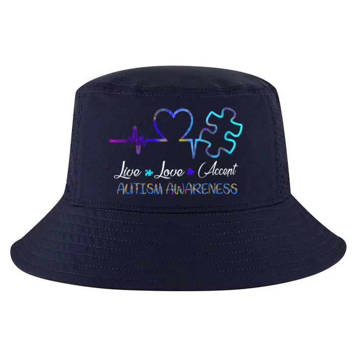 Autism Awareness Shirt Live Love Accept Puzzle Heartbeat Cool Comfort Performance Bucket Hat