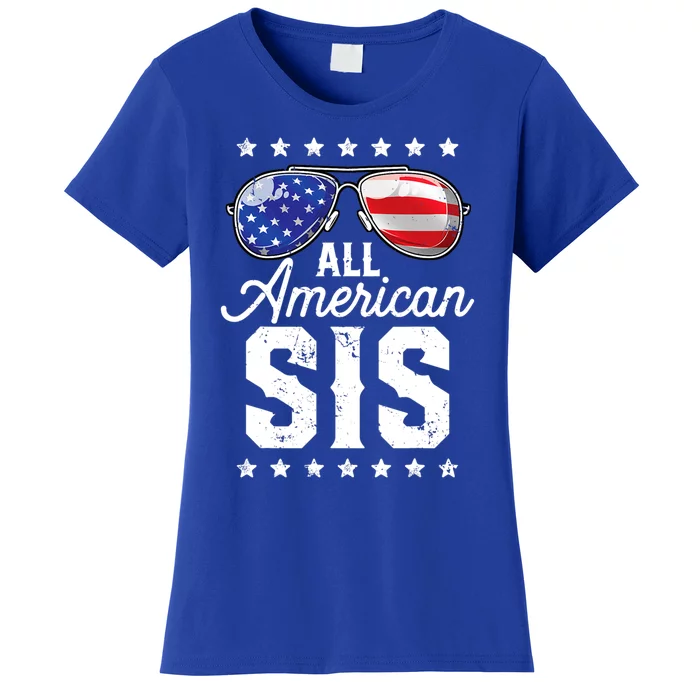 All American Sis 4th Of July Family Matching Sunglasses Funny Gift Women's T-Shirt