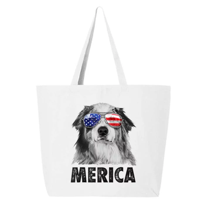 Aussie Australian Shepherd 4th Of July Merica American Flag 25L Jumbo Tote