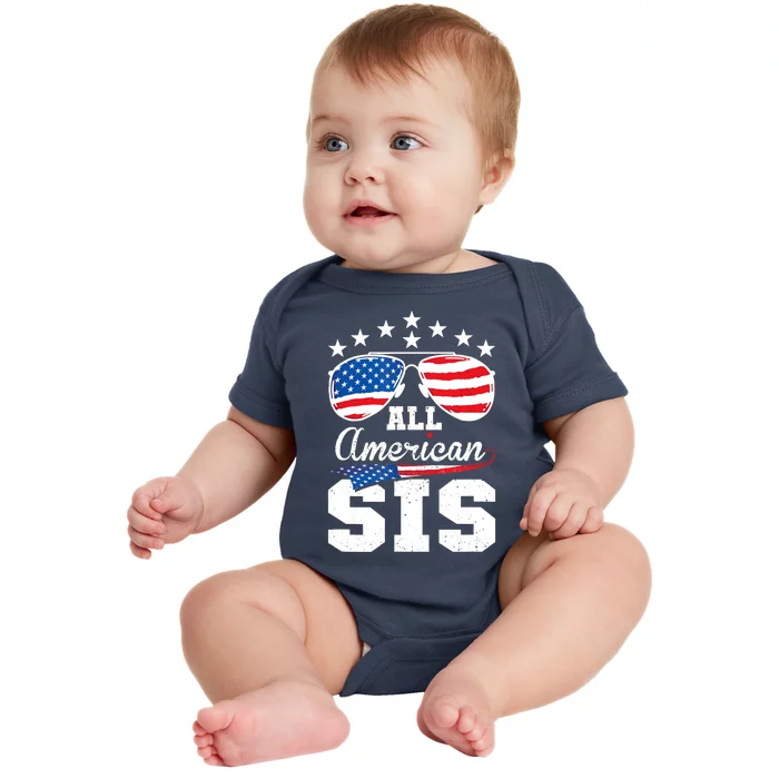 All American Sis 4th of July Matching Family Baby Bodysuit