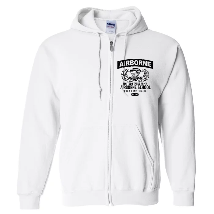 Army Airborne School Fort Benning Ga Full Zip Hoodie