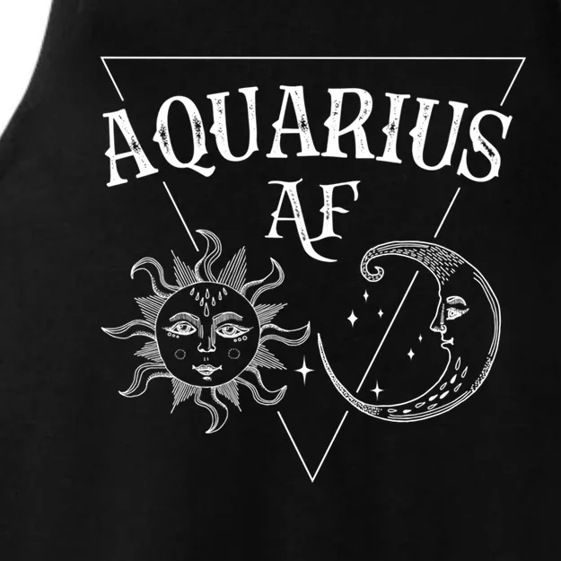 Aquarius Af / Sun And Moon Aquarius Birthday Astrology Design Funny Gift Ladies Tri-Blend Wicking Tank