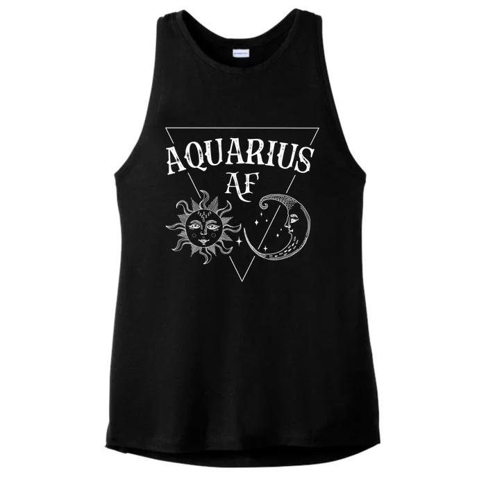 Aquarius Af / Sun And Moon Aquarius Birthday Astrology Design Funny Gift Ladies Tri-Blend Wicking Tank