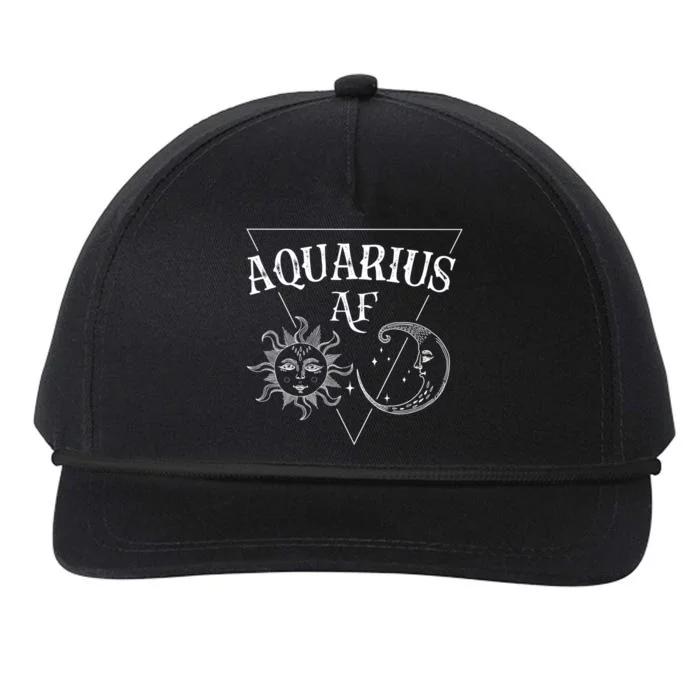 Aquarius Af / Sun And Moon Aquarius Birthday Astrology Design Funny Gift Snapback Five-Panel Rope Hat