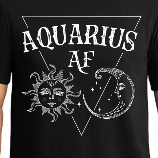 Aquarius Af / Sun And Moon Aquarius Birthday Astrology Design Funny Gift Pajama Set