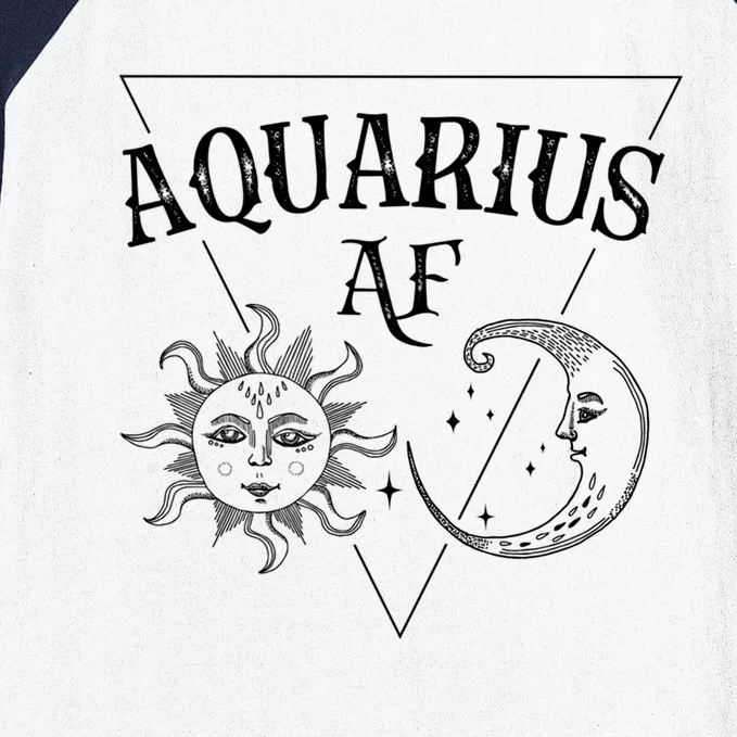 Aquarius Af / Sun And Moon Aquarius Birthday Astrology Design Funny Gift Baseball Sleeve Shirt