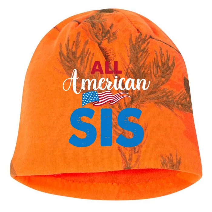 All American Sis 4th Of July Usa Flag Matching Family Gift Kati - Camo Knit Beanie