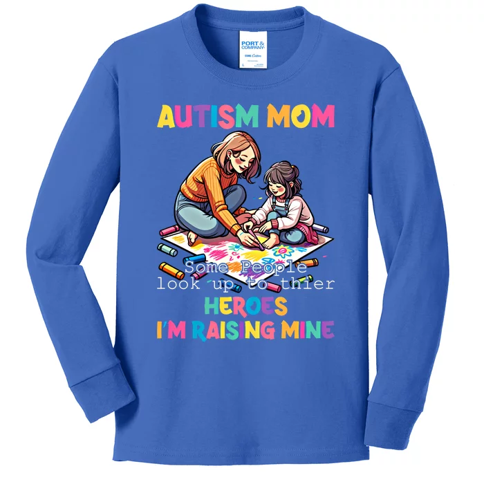 Autism Awareness Supportive Mom Heroraising Graphic Cute Gift Kids Long Sleeve Shirt