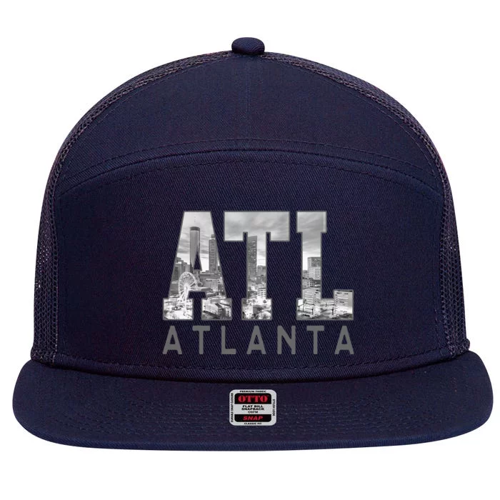 Atl Atlanta Skyline Georgia Est. 1847 Souvenir 7 Panel Mesh Trucker Snapback Hat