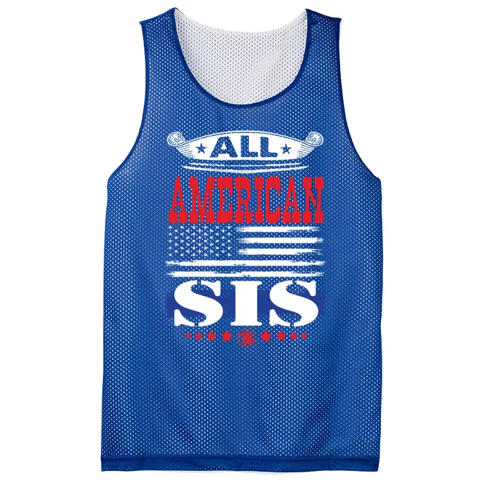 All American Sis Family Matching 4th Of July Cute Gift Mesh Reversible Basketball Jersey Tank