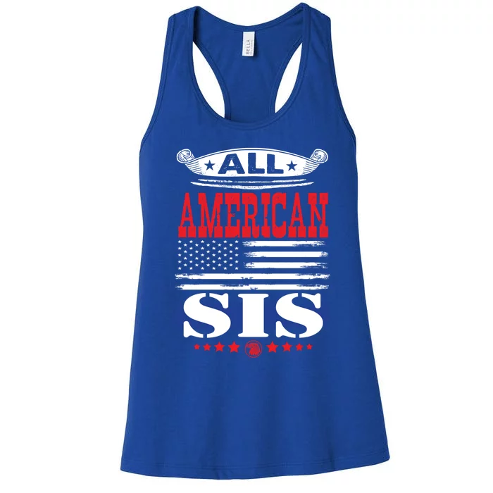 All American Sis Family Matching 4th Of July Cute Gift Women's Racerback Tank