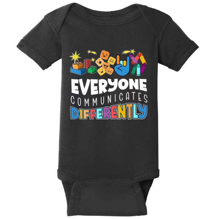 Autism Awareness Support Everyone Communicates Differently Baby Bodysuit