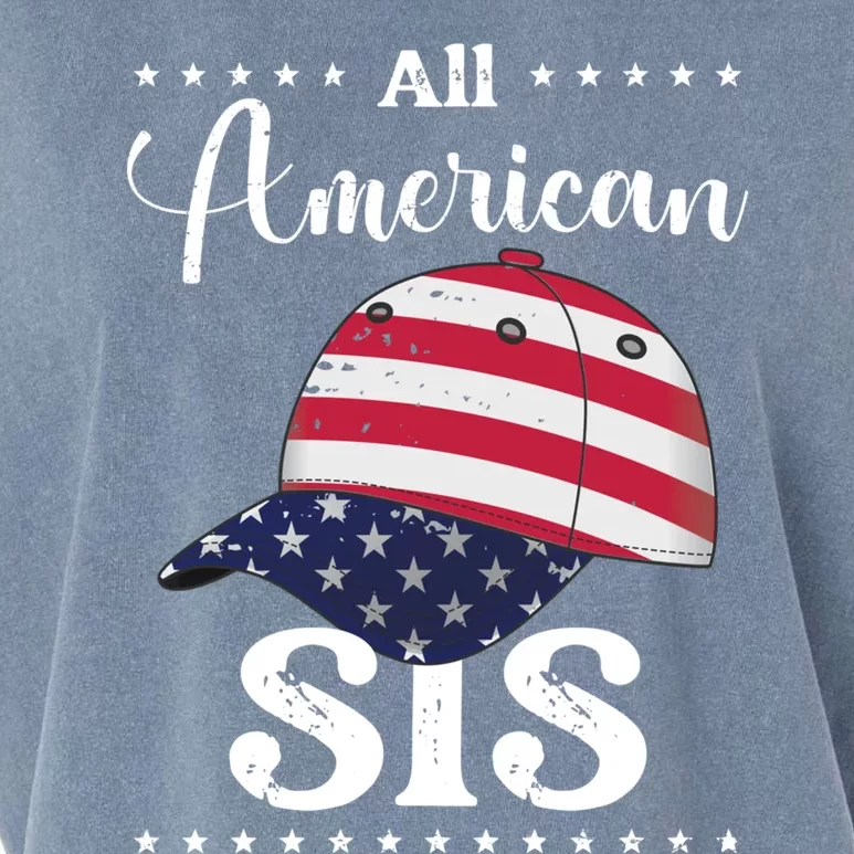 All American Sis Cap July 4 Gift Garment-Dyed Women's Muscle Tee