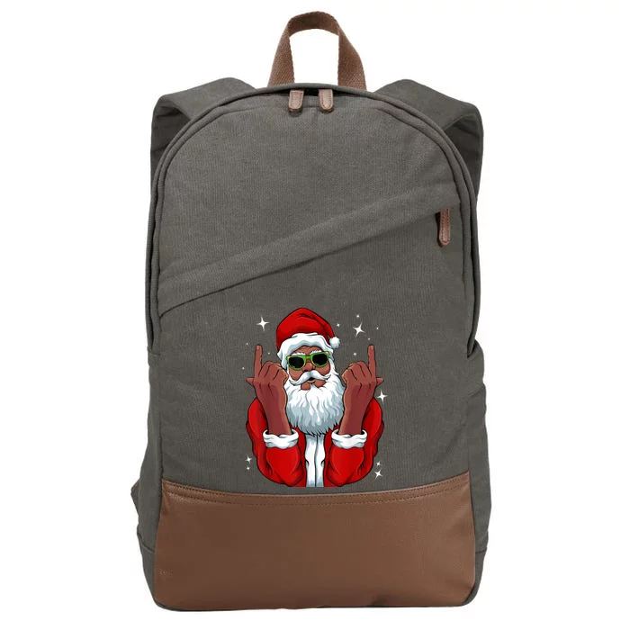 African American Santa Christmas Pajama Cool Black XMas Cotton Canvas Backpack