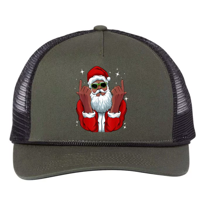 African American Santa Christmas Pajama Cool Black XMas Retro Rope Trucker Hat Cap