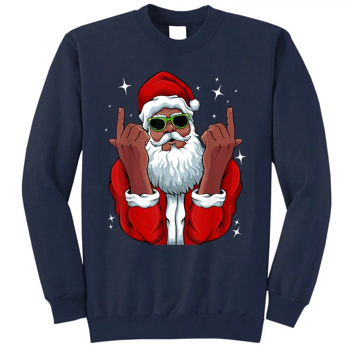 African American Santa Christmas Pajama Cool Black XMas Tall Sweatshirt