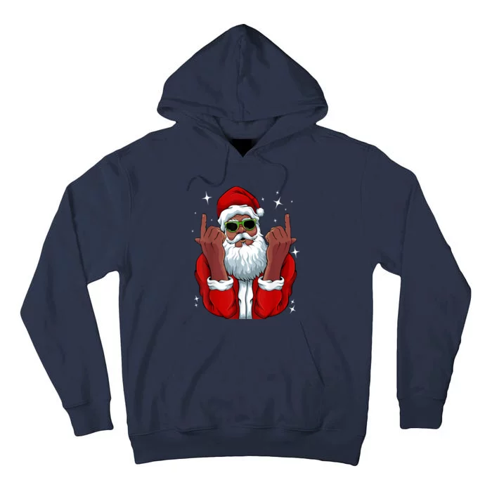 African American Santa Christmas Pajama Cool Black XMas Tall Hoodie