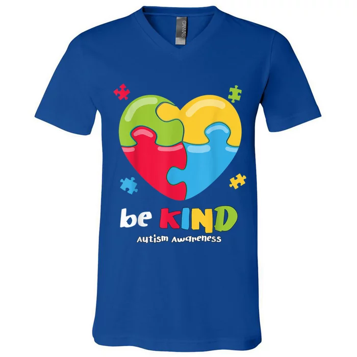 Autism Awareness Shirt - Be Kind Puzzle Heart Kindness V-Neck T-Shirt