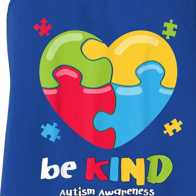 Autism Awareness Shirt - Be Kind Puzzle Heart Kindness Women's Racerback Tank