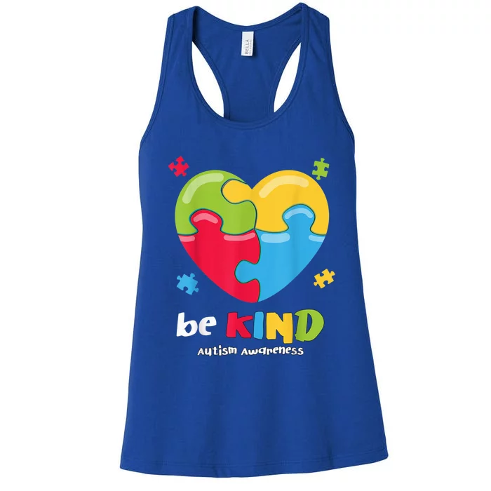 Autism Awareness Shirt - Be Kind Puzzle Heart Kindness Women's Racerback Tank