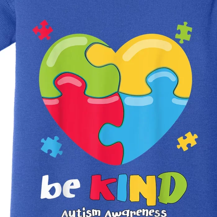 Autism Awareness Shirt - Be Kind Puzzle Heart Kindness Baby Bodysuit