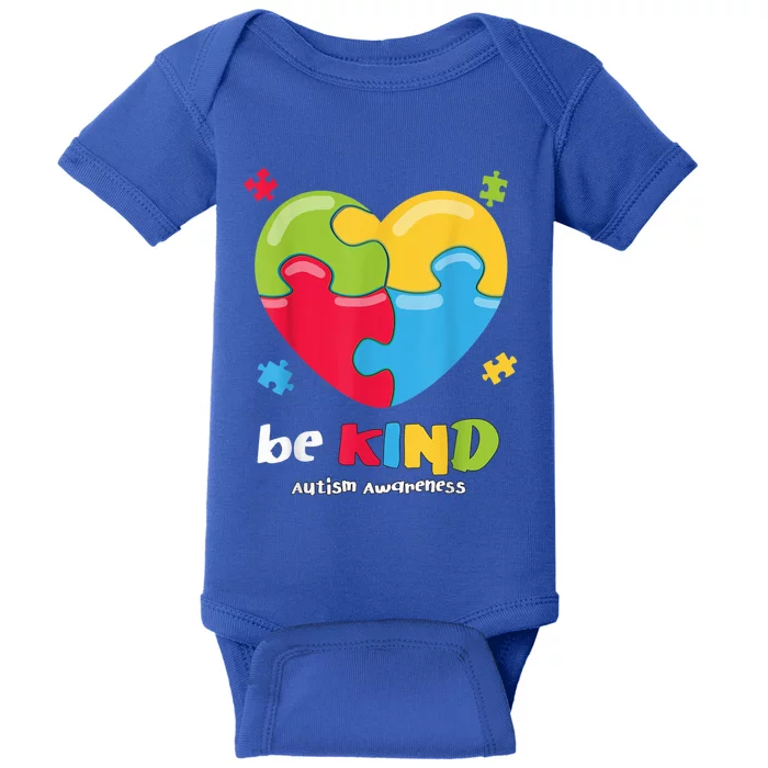 Autism Awareness Shirt - Be Kind Puzzle Heart Kindness Baby Bodysuit