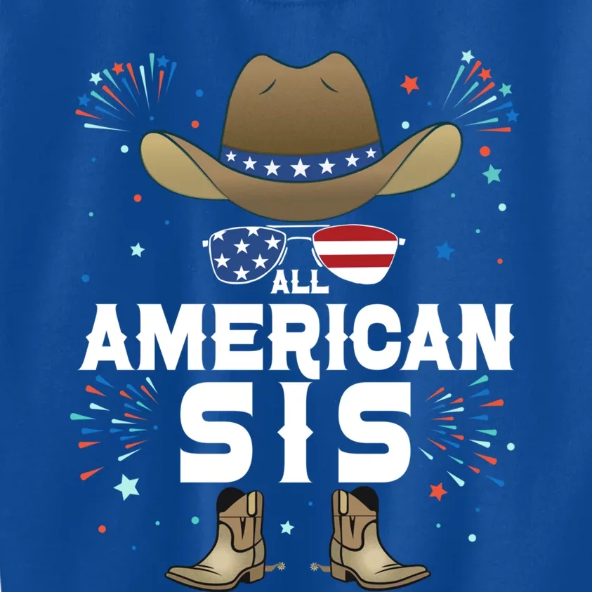 All American Sis Matching Family Group 4th Of July Sister Great Gift Kids Sweatshirt