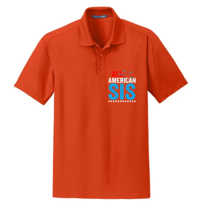 All American Sis Sister 4th Of July Usa Family Matching Gift Dry Zone Grid Performance Polo